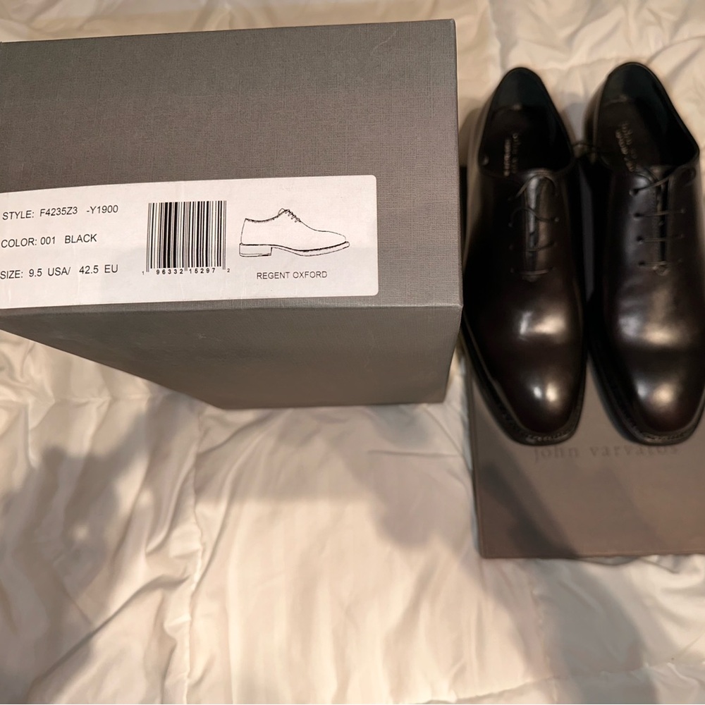 John Varvatos Black Leather Oxford Shoes